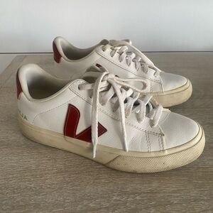 Veja Cream and Red Casual Sneakers